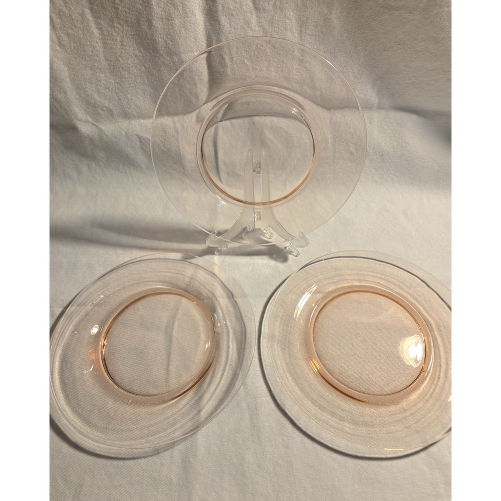 Fostoria Fairfax Pink Rose Line 2375 8 3/4" Luncheon Plates Set of 3
